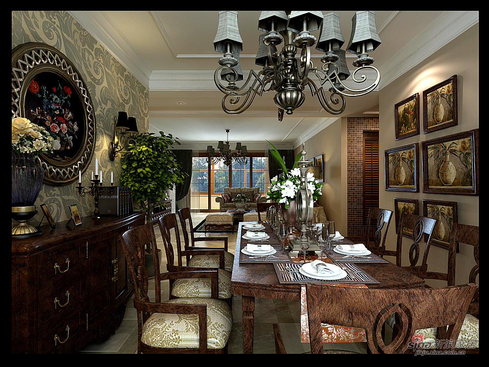 欧式 三居 餐厅图片来自用户2557013183在10万打造139平清新典雅欧美风情三居室73的分享