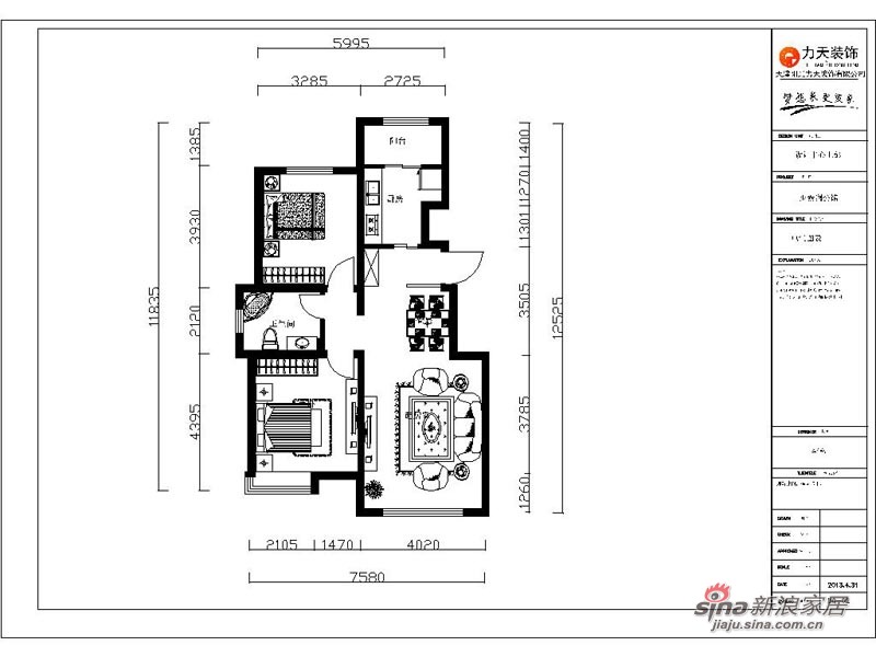 中式 二居 户型图图片来自阳光力天装饰在保利香颂湖90.00-2室2厅1卫1厨-新中式风格73的分享