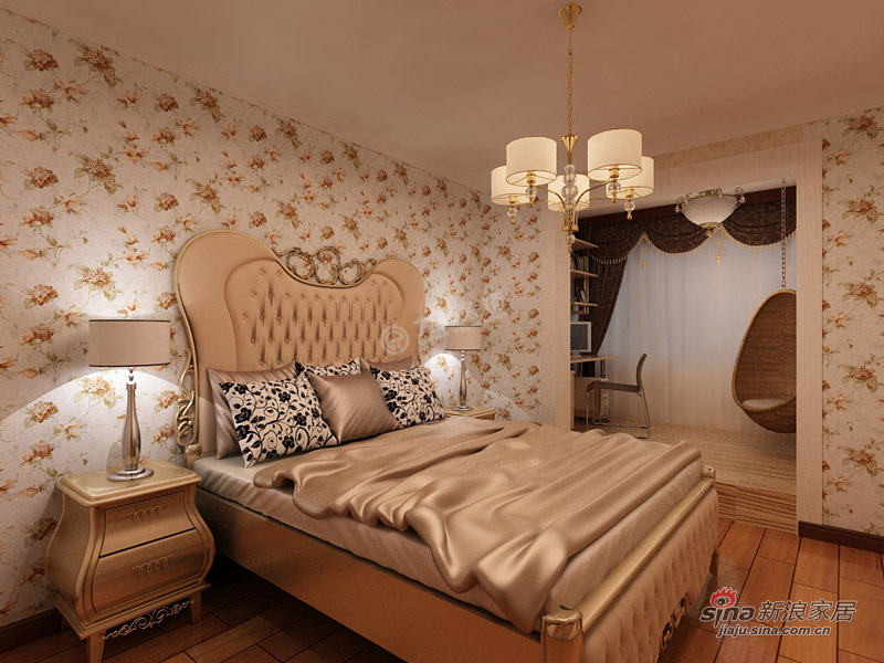 欧式 三居 卧室图片来自阳光力天装饰在松江运河城170㎡-三室两厅一厨一卫-简欧风格39的分享