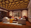充满中式古典宫廷风格的休息室