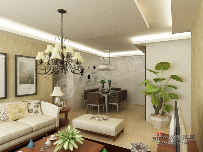 中式 二居 客厅图片来自用户1907659705在108平B户型 新中式风格两居65的分享
