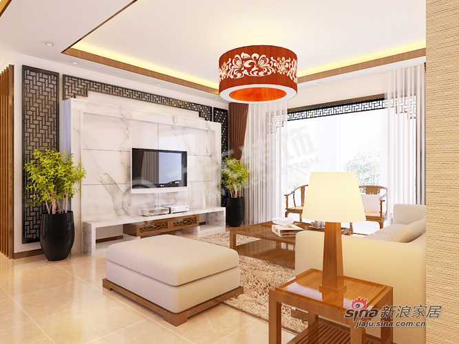 中式 三居 客厅图片来自阳光力天装饰在福晟钱隆城D户型142平米新中式96的分享