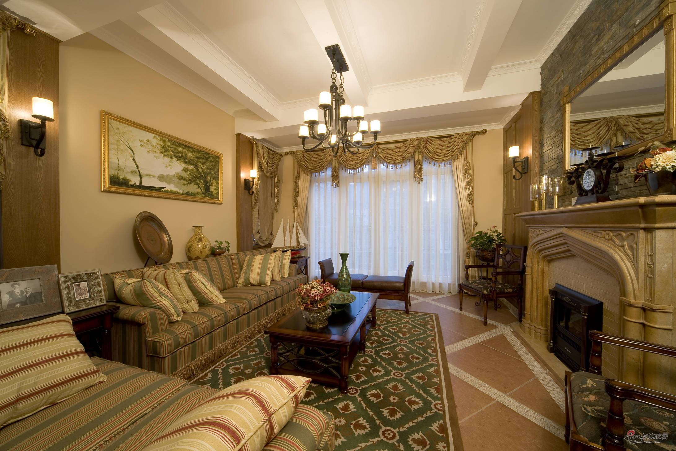 美式 别墅 客厅图片来自用户1907685403在【高清】340平别墅装修实景美式设计风格62的分享