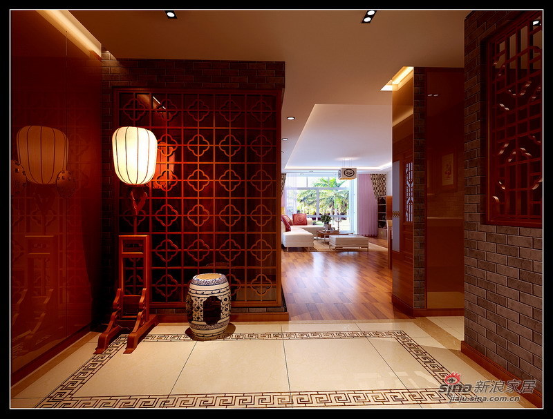 中式 三居 客厅图片来自用户1907662981在125平静谧淡雅时尚的新古典主义中式三居91的分享