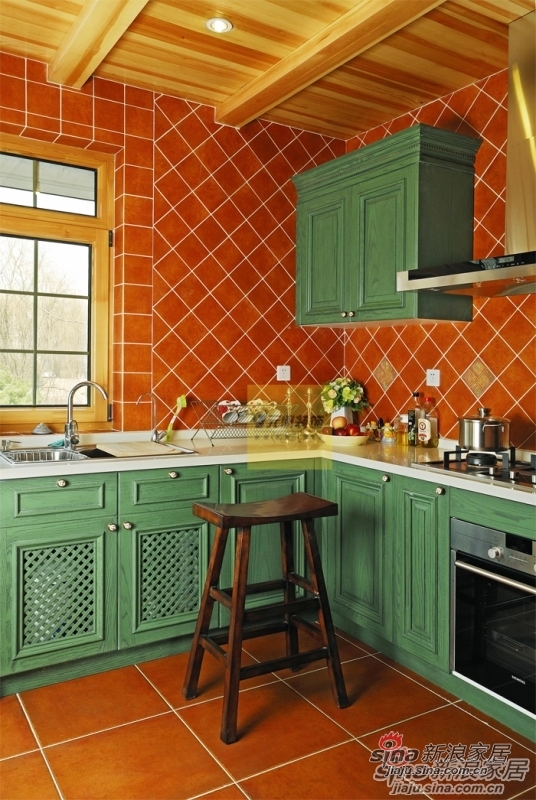 美式 别墅 厨房图片来自用户1907685403在【多图】美式休闲风格实景，保利西山林语76的分享