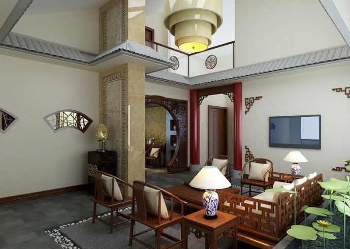 中式 别墅 客厅图片来自用户1907696363在30万打造平中式中韵单元式住宅79的分享