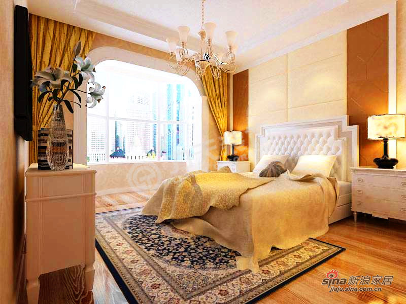 欧式 三居 卧室图片来自阳光力天装饰在天津大都会-3室2厅2卫-欧式风格10的分享