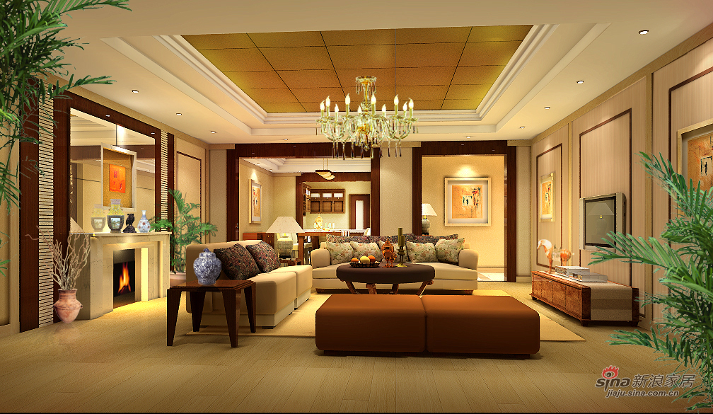 中式 三居 客厅图片来自用户1907661335在8万打造地中海阳光现代中式三居室90的分享