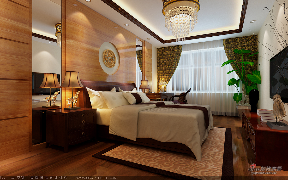中式 别墅 卧室图片来自用户1907662981在新中式风格设计84的分享
