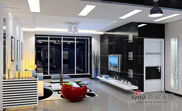简约 四居 客厅图片来自用户2739378857在黑白蓝超酷现代简约风格49的分享