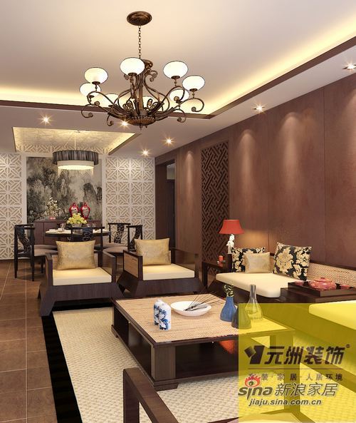中式 三居 客厅图片来自用户1907659705在160平米简约新中式风格装修35的分享