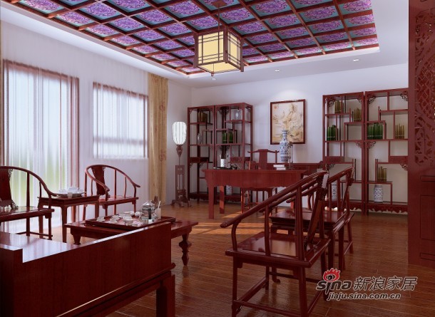 中式 复式 客厅图片来自用户1907658205在15万打造300平新中式风格复式房27的分享
