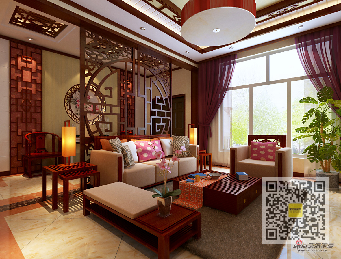 中式 别墅 客厅图片来自用户1907696363在300平中式风格独栋别墅27的分享