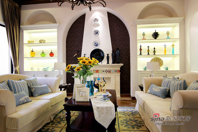 地中海 跃层 客厅图片来自朗润装饰工程有限公司在180平色彩斑斓的地中海风情美家的分享