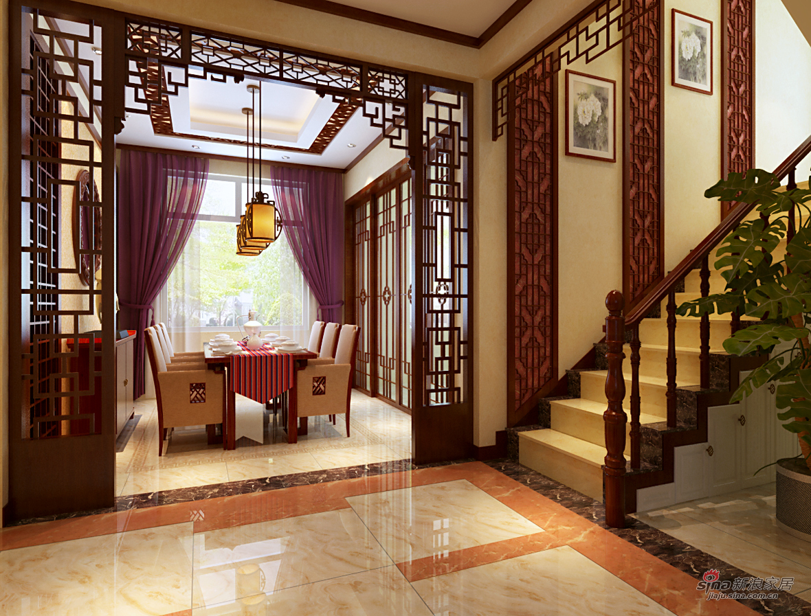 中式 别墅 餐厅图片来自用户1907659705在一品山独栋300平米中式风格56的分享
