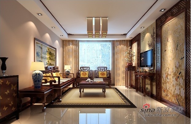 中式 四居 客厅图片来自用户1907662981在150平米龙邸(龙城花园五期)中式风格四居室33的分享