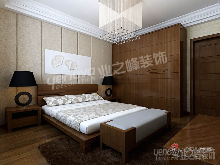 中式 三居 卧室图片来自用户1907696363在其乐融融三口之家 110平新中式风格24的分享