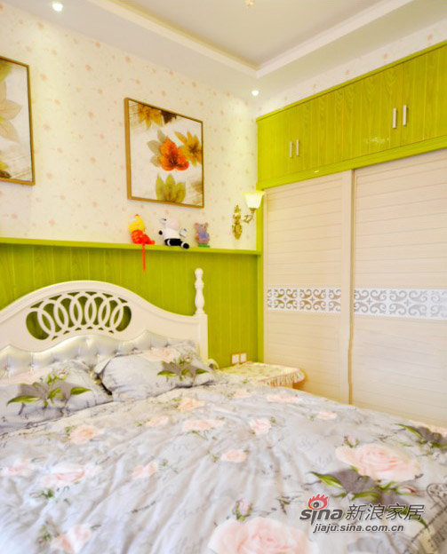 美式 三居 卧室图片来自装修微日记在【高清】11万营造98平清新绿色美式混搭家32的分享