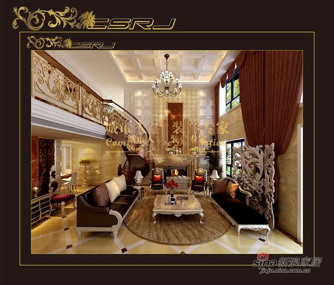 欧式 别墅 楼梯图片来自用户2772856065在体现奢华、宫廷式的复古风格33的分享