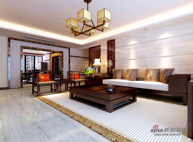 中式 四居 客厅图片来自用户1907661335在半包8万打造206平米中式之家37的分享