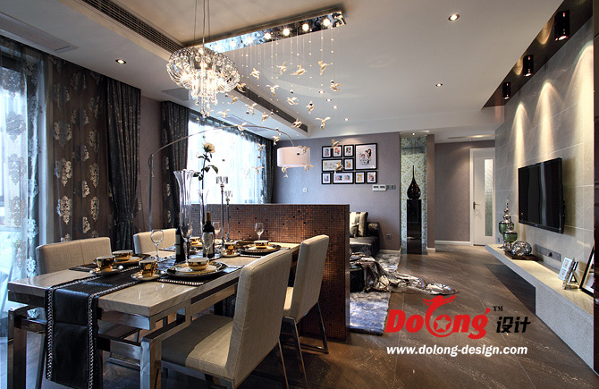 餐厅图片来自DoLong董龙设计在119平 奢华主张 现代奢华的分享
