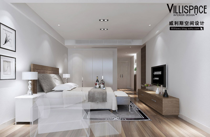 简约 别墅 现代 威利斯设计 独栋 卧室图片来自威利斯空间设计在苏州385平独栋别墅—现代简约的分享
