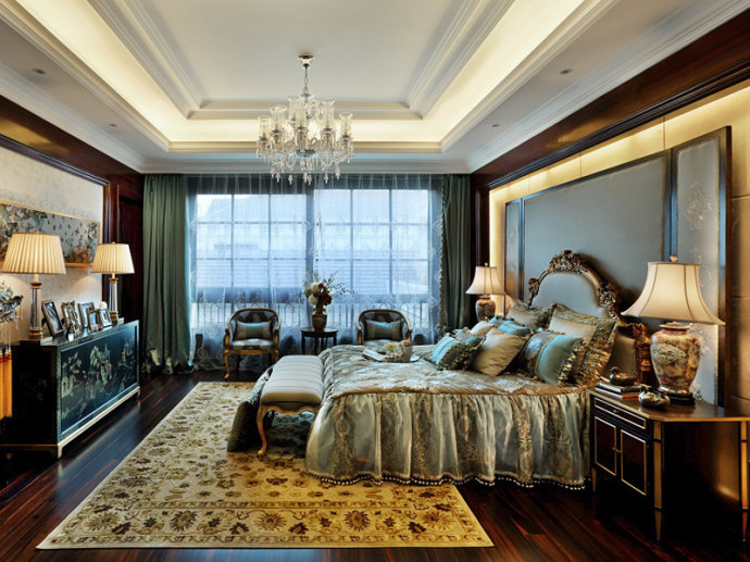 别墅 美式 豪华 卧室图片来自朗润装饰工程有限公司在将尊贵奢华发挥到极致的美式别墅的分享