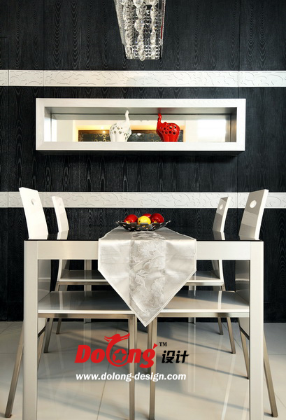 现代 奢华 棕色 黑白 餐厅图片来自DoLong董龙设计在奢华诱惑 89平 棕色大气奢华的分享