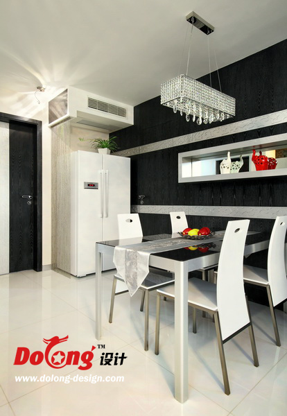 现代 奢华 棕色 黑白 餐厅图片来自DoLong董龙设计在奢华诱惑 89平 棕色大气奢华的分享
