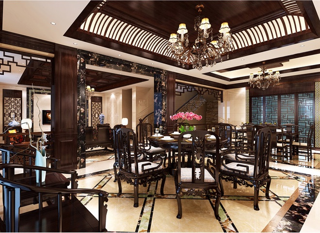 别墅 80后 中式 餐厅图片来自合建装饰-二手房装修在天鹅堡的分享