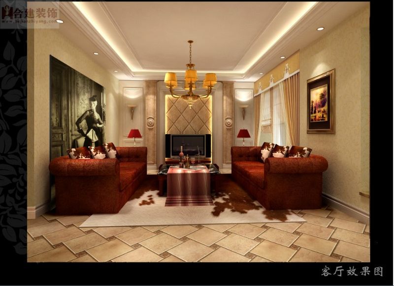 美式 客厅图片来自业之峰装饰旗舰店在美式装修风格设计案例的分享