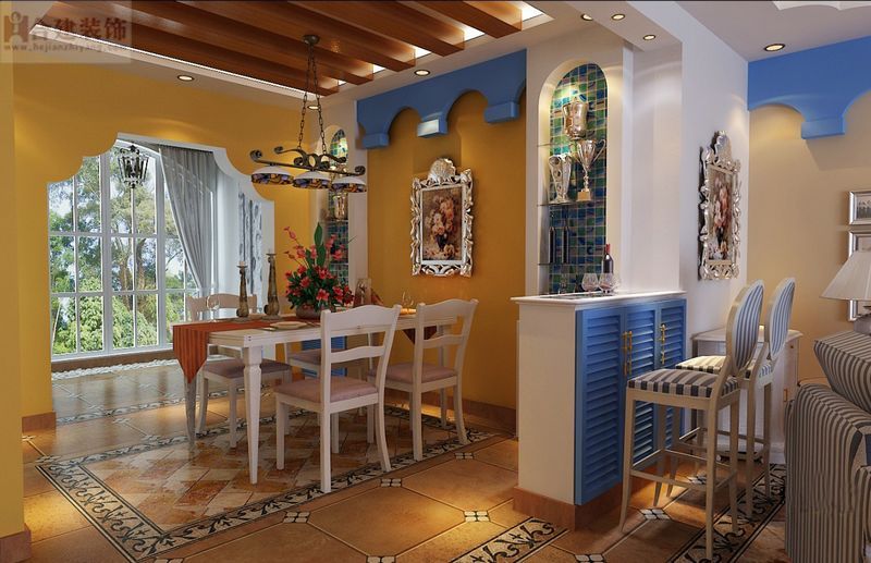 二居 地中海 餐厅图片来自业之峰装饰旗舰店在地中海装修风格设计案例的分享