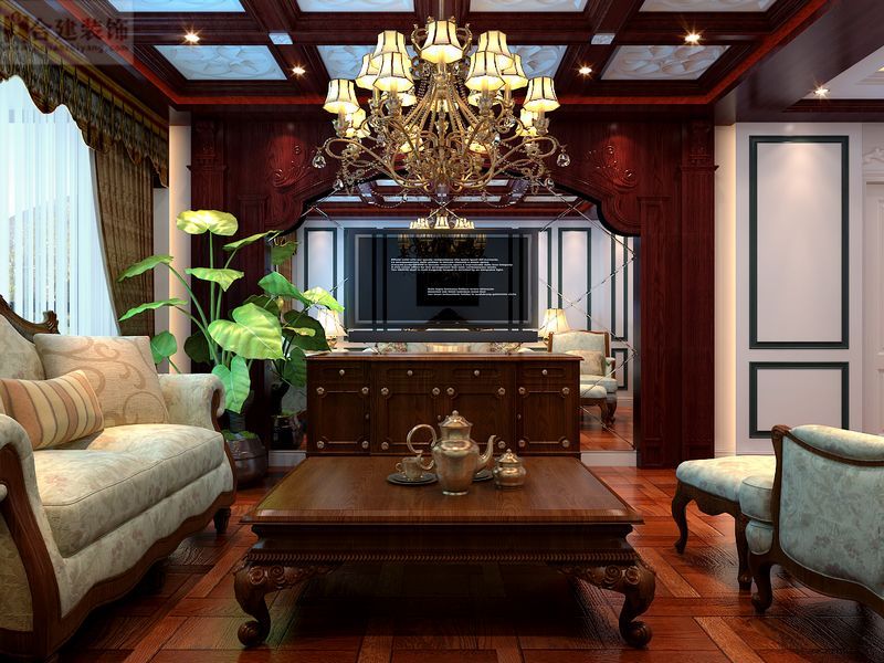 美式 客厅图片来自业之峰装饰旗舰店在美式风格装修设计案例的分享