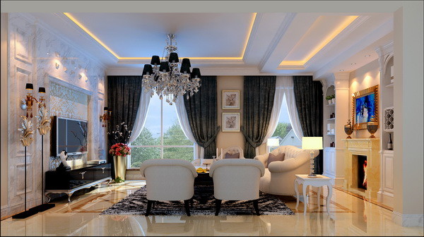 欧式 别墅 客厅图片来自框框在永定河孔雀城欧式风格案例的分享