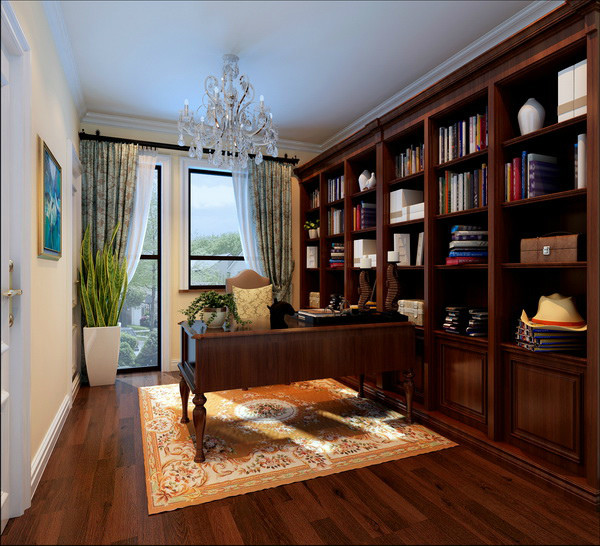 欧式 别墅 书房图片来自框框在永定河孔雀城欧式风格案例的分享
