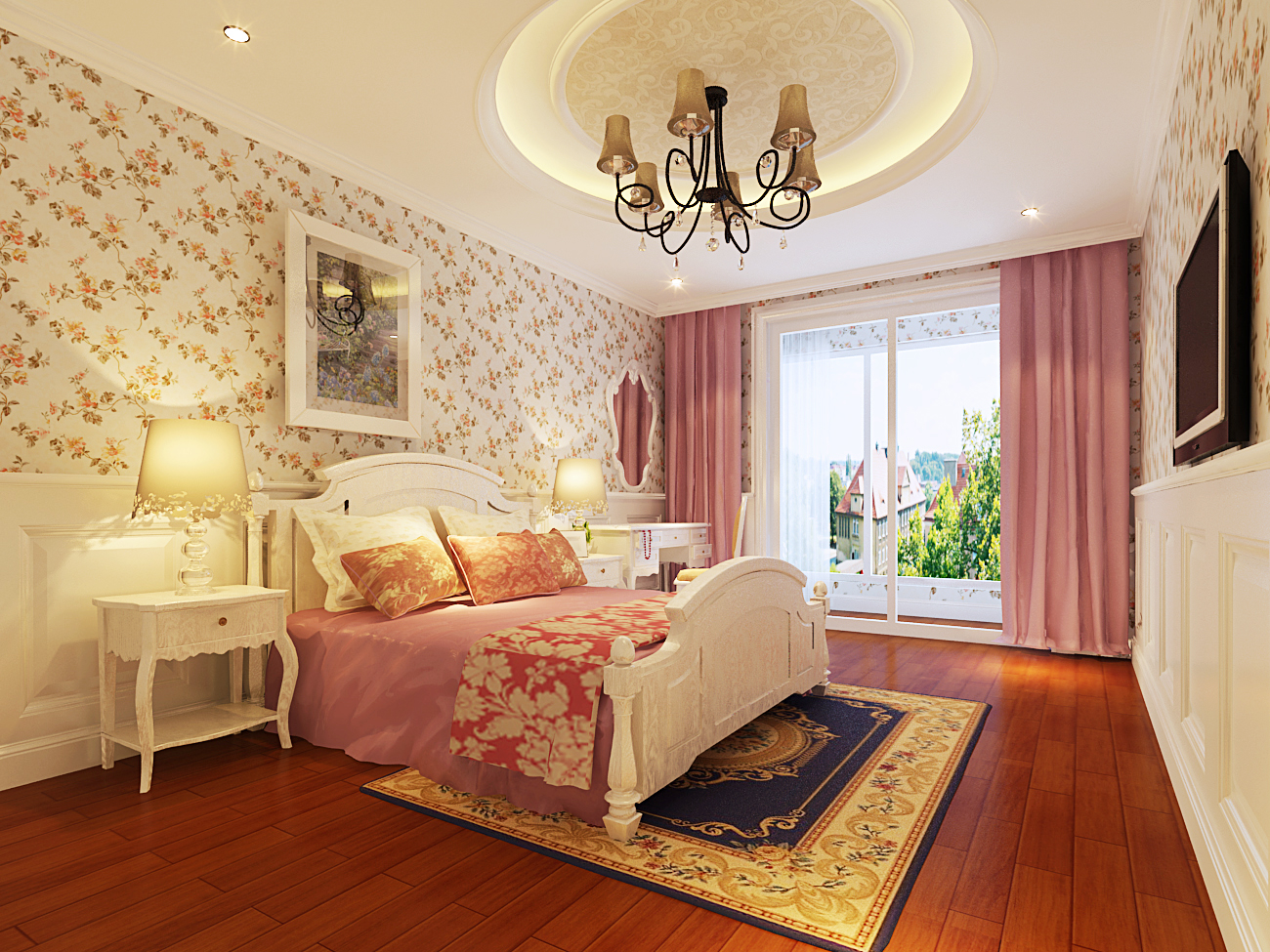 欧式 田园 别墅 孔雀城 卧室图片来自框框在孔雀城简欧风格设计作品的分享