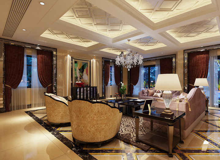 欧式 混搭 别墅 高端奢华 客厅图片来自上海实创-装修设计效果图在黄浦滩名苑别墅混搭风格的分享