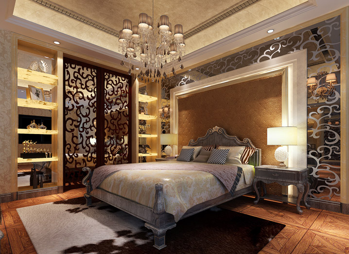 欧式 混搭 别墅 高端奢华 卧室图片来自上海实创-装修设计效果图在黄浦滩名苑别墅混搭风格的分享