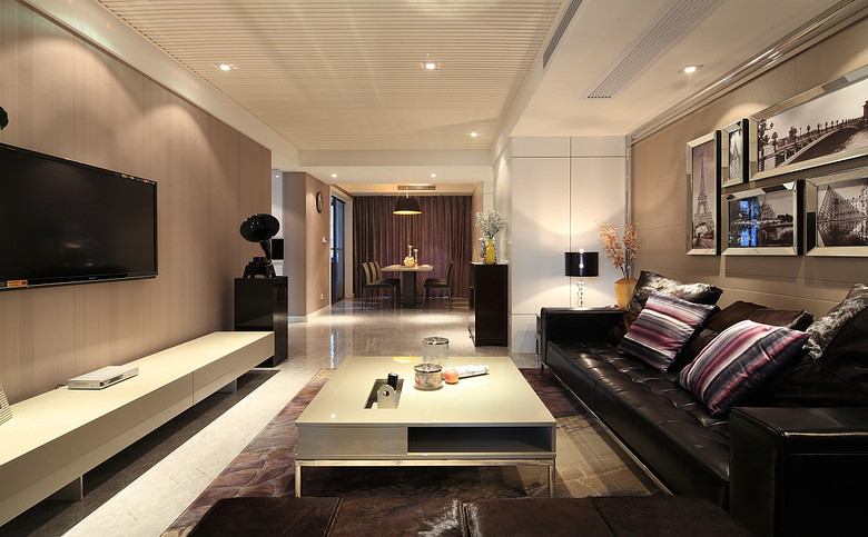 客厅图片来自家装大管家在138平时尚3居 开放式设计清雅美的分享