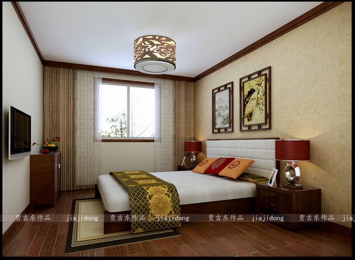 中式 三居 卧室图片来自北京御峰轩装饰唐山分公司在雅颂居 154平 新中式的分享