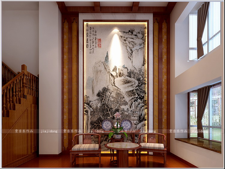 中式 别墅 客厅图片来自北京御峰轩装饰唐山分公司在唐宁湾 260平 新中式风格的分享