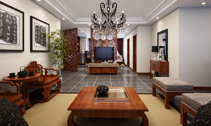 新中式 新古典 二居 客厅图片来自西宁实创装饰在新中式风格，格调高雅，造型简朴的分享