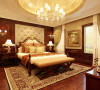 舒适的新古典卧室，木质带来的自然舒适感扑面而来，豪华的水晶吊灯令这个舒适卧室更加精致奢华一些