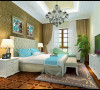 新古典设计风格的卧室设计，白色家具和软包配以蓝绿色的床品，凸显浪漫情怀