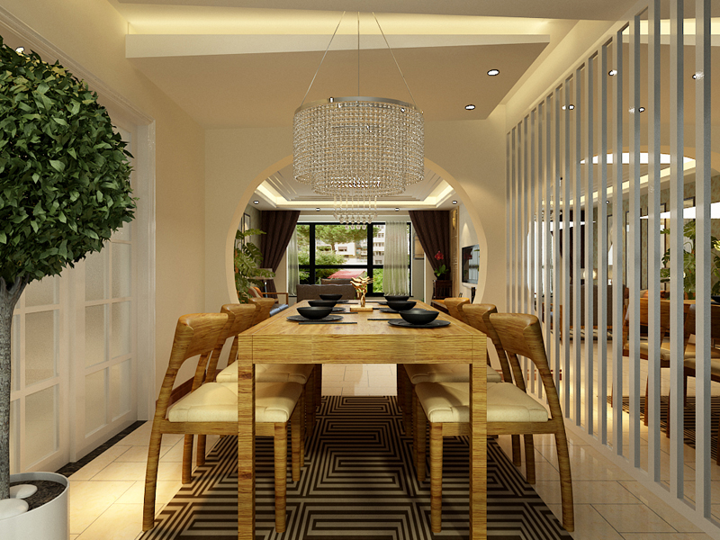 新中式 中式 玫瑰湾 业之峰 三室 餐厅图片来自业之峰装饰李鑫在保利玫瑰湾136平米新中式风格的分享