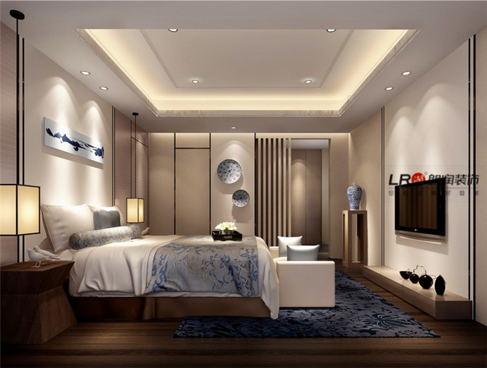 混搭 三居 清雅 青花瓷 卧室图片来自朗润装饰工程有限公司在118平穿越繁华的清雅三居的分享
