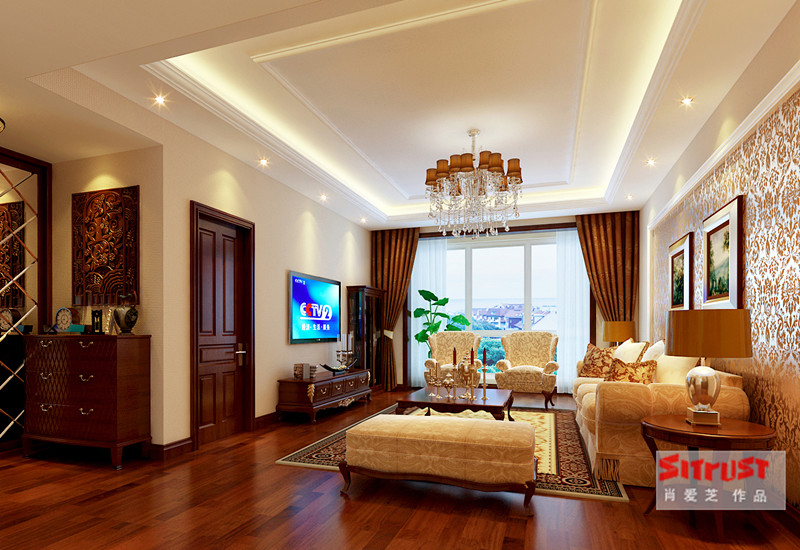 欧式 三居室 别墅 品质 白领 客厅 客厅图片来自北京实创装饰集团在东湖湾130平欧式品质三居室的分享
