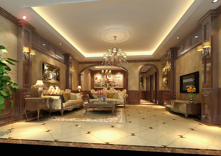 地面 奢华 典雅 古典 客厅图片来自北京别墅装饰在远洋傲北新古典奢华的分享