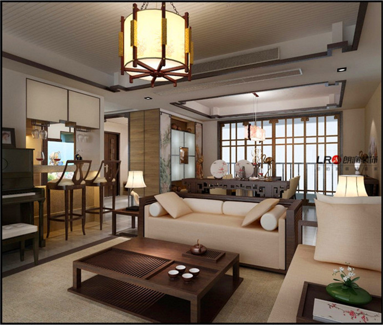 中式 二居 古典 质朴 80后 客厅图片来自朗润装饰工程有限公司在111.69㎡质朴东方风格2居室的分享