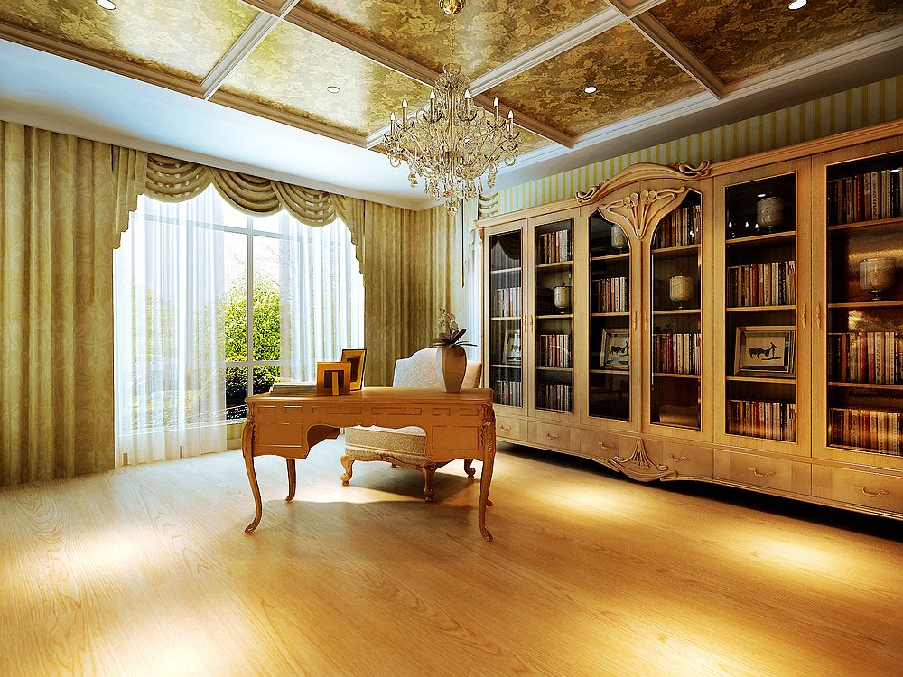 欧式 别墅 别墅设计 巢NEST 装修效果图 书房图片来自武汉实创装饰在巢NEST欧式经典的极致之美的分享
